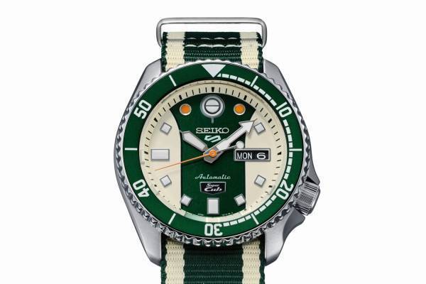 セイコー 5スポーツ“スーパーカブ”仕様の限定腕時計、ヘッドライトのインデックス＆ロゴ入りストラップ