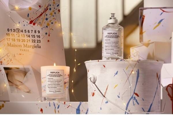 メゾン マルジェラ「レプリカ」フレグランスの22年クリスマス、人気香水が“ペイントのしぶき”柄に