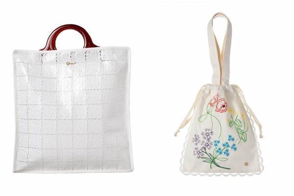 ミュベール新作、フラワーレースのビニールバッグ＆カラフルな草花刺繍デニムバッグなど