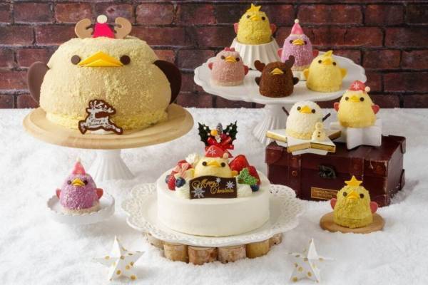 ひよこ型スイーツ「ぴよりん」クリスマスケーキ22、ビッグトナカイ＆ツリー姿のピスタチオケーキ