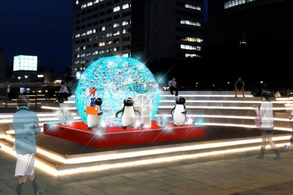 新宿駅南口エリアのイルミネーション「新宿ミナミルミ」3年ぶり開催、輝くSuicaのペンギン像など