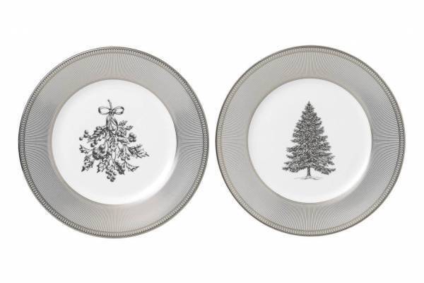 ウェッジウッド“ツリー＆ヒイラギ”モチーフのテーブルウェア、乳白色と白金のシックなプレートなど