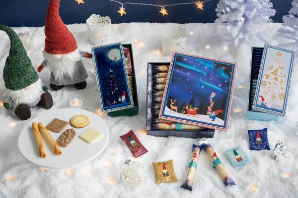 ヨックモックのクリスマスコレクション2022、スウェーデンの妖精を描いた限定デザイン缶