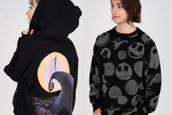 グラニフ×『ナイトメアー・ビフォア・クリスマス』満月の夜に立つジャックのスウェットや総柄ニット