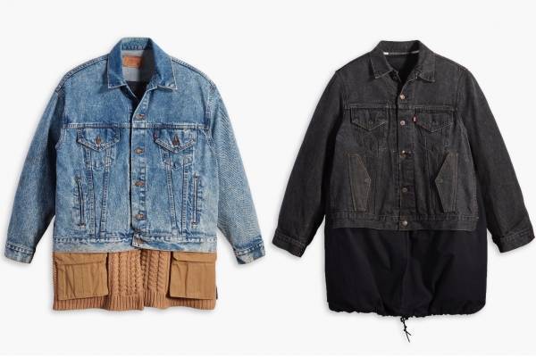 アンダーカバー×リーバイス、ダウンを組み合わせたデニムジャケットやデニムスウェットパンツなど