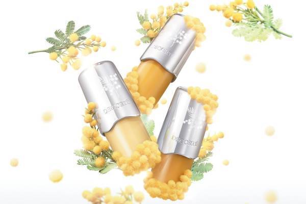 コスメデコルテ23年春「ミモザ ネイル」“ミモザのブーケ”着想のイエローネイル、優しい香りも