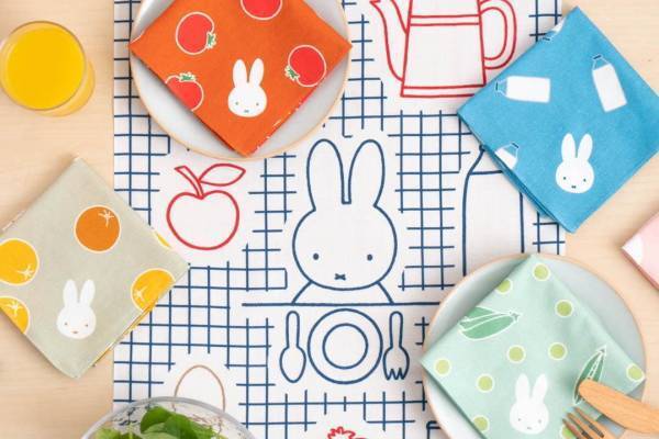 「miffy ＆かまわぬ」第4弾てぬぐい＆小風呂敷、ミッフィーと過ごす春のくつろぎ時間