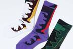 TOGA × タビオのユニセックスソックス、新作ファイヤーパターンやフラワー柄靴下