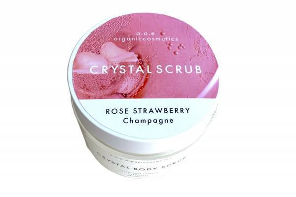 エーオーイー22年冬ボディケア、"ローズストロベリーシャンパーンの香り”のクリスタルスクラブ