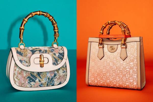 グッチ×西陣織の老舗「細尾」バンブーバッグ、優美な花柄やGGパターンを西陣織で表現