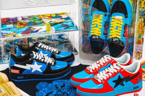 ベイプ×マーベルの新作コラボスニーカー、スパイダーマンやヴェノム着想の「ベイプスタ」