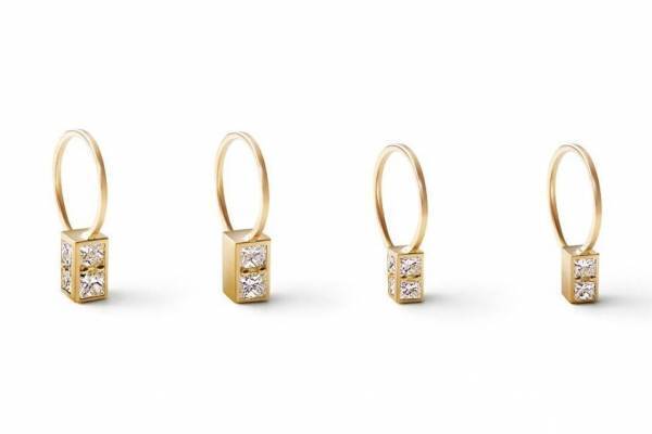 シハラ「ユニティ」新作ジュエリー、煌めくダイヤモンドを配した”直方体”ピアス