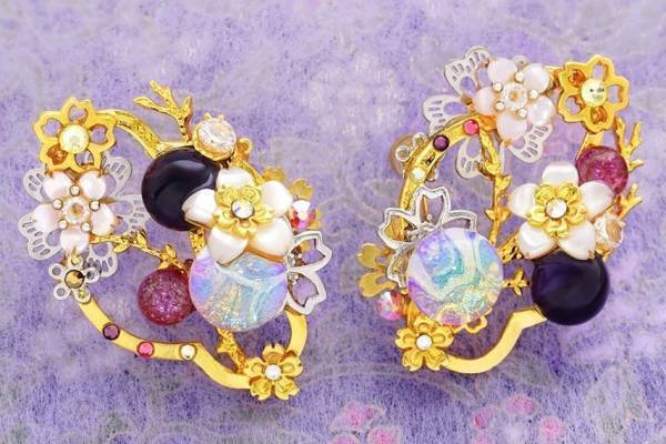 ジュエリー京都“ピアスのようなイヤリング”「ぴあり」源氏物語の紫の上をモチーフに