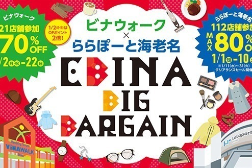 ビナウォーク＆ららぽーと海老名の合同新春セール、総勢133店舗で最大80%オフ
