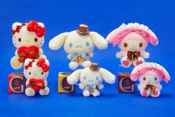 ゴディバ×サンリオ23年バレンタイン、ハローキティやシナモロールなどぬいぐるみ＆チョコセット
