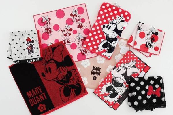 マリークヮント「ディズニー」ミニーマウスによるハンカチの自販機、デイジー＆ドットモチーフで