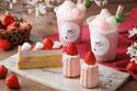 「いちびこ」さくら×いちごの春限定スイーツ、桜色のムースケーキやスムージー