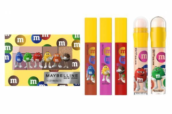 メイベリン ニューヨーク×人気チョコ「M&M'S」、コラボパッケージのリップやアイシャドウ