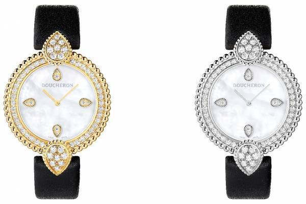 ブシュロン「セルパンボエム」新作ウォッチ、“ドロップ”型の輝くパヴェダイヤモンド×黒レザー
