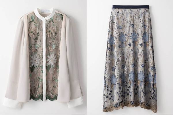 ミューラル、繊細な花柄刺繍レースのブラウス＆スカート - 渋谷では試着会を開催