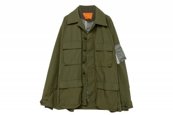 sacai×ダブルタップス初コラボ、ミリタリーウェアをドッキングしたシャツ＆パンツ