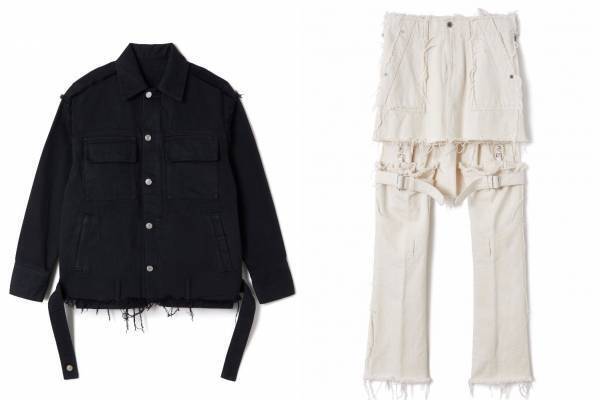 ヴォルテージ コントロール フィルター、クラッシュ加工を施したデニムジャケット＆ボンテージパンツ