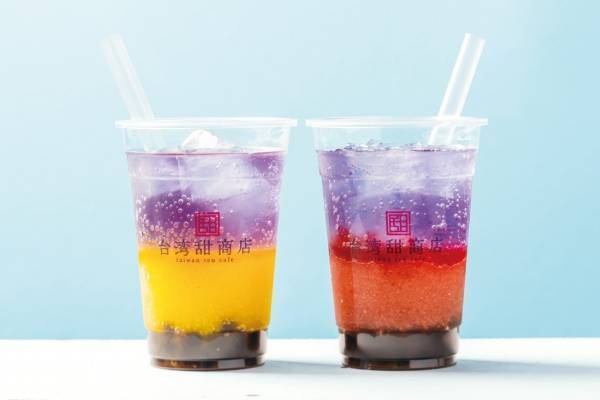 朝焼けマンゴー＆夕焼け苺のグラデーションソーダ、台湾カフェ「台湾甜商店」で