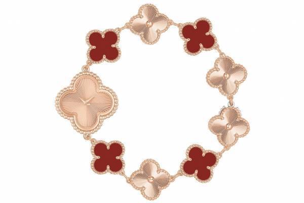 ヴァン クリーフ＆アーペル「アルハンブラ」2023年新作腕時計、カーネリアン×ローズゴールド