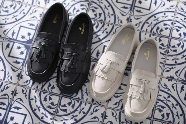 コンバース「オールスター クップ」新作、ブラックレザーの“ローファー風”キルトパーツ付き