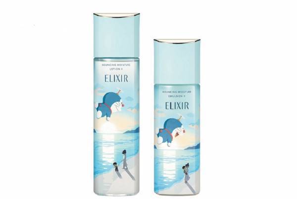 エリクシール「ドラえもん」コラボの化粧水＆乳液、"未来のしずかちゃん”を見守るドラえもんのデザイン