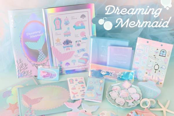 “マーメイド”モチーフの文具雑貨が全国キャンドゥに、貝殻ジッパーバッグやパステル色マステなど