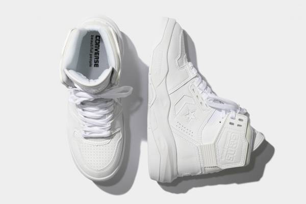 コンバース×ビューティフルピープル、バスケットボール素材×オールホワイトのハイカットスニーカー