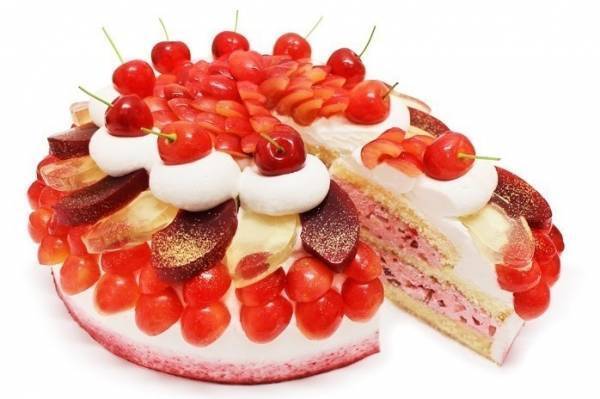 カフェコムサの限定“さくらんぼ尽くし”ショートケーキ、はちみつゼリー×チェリークリーム