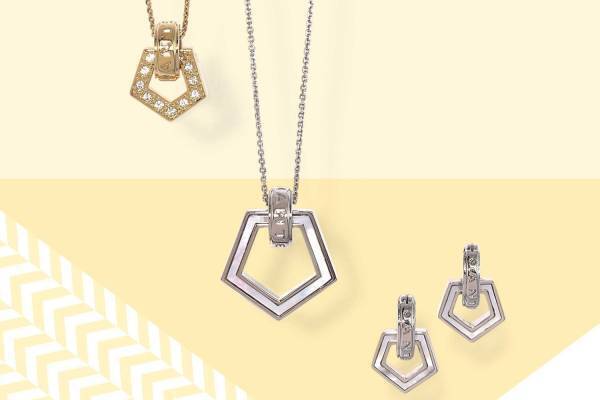 アンテプリマ“五角形”の23年夏ジュエリー、白蝶貝×カットガラスのリバーシブルピアスなど