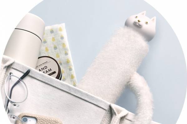 "ネコの折り畳み傘”「ネコピ」晴雨兼用＆UV効果ばっちり、もふもふ尻尾付きカバーケースも