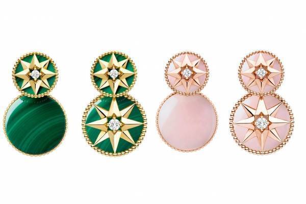 ディオール“お守りジュエリー”「ローズ デ ヴァン」マラカイト×ダイヤの新作シングルピアス