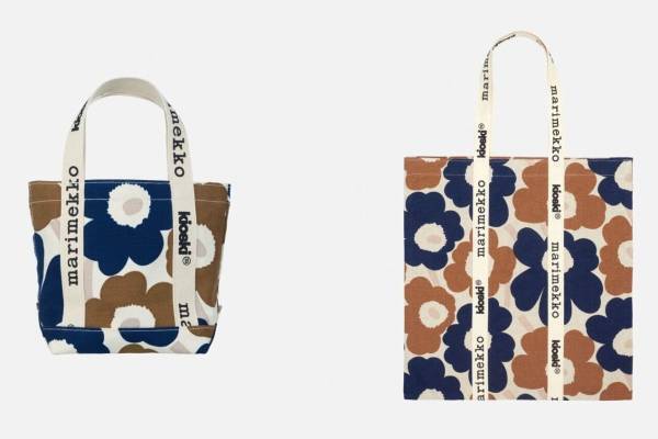 マリメッコ キオスキ“ウニッコ柄”新作、ネイビー×ブラウンのキャンバスバッグなど