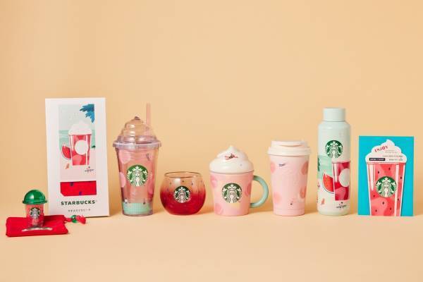 スターバックス23年夏グッズ第3弾、“スイカ＆ピーチ”モチーフのタンブラーやウォールグラス