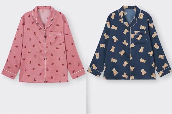 GU23年秋レディースルームウェア、“苺やテディベア”のサテンパジャマ＆ダブルガーゼ素材も