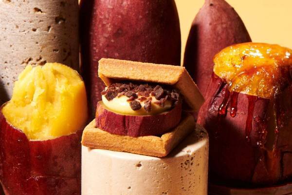 プレスバターサンド×壺芋ブリュレ「まるごと芋のバターサンド」リッチな“焼芋クリームブリュレ”を再現