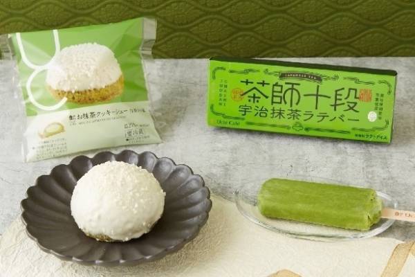 ローソン“抹茶ラテ風”スイーツ、ホワイトクランチのせクッキーシュー＆宇治抹茶入りアイスバー