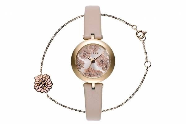 ポール＆ジョー“クリザンテーム”の新作腕時計、パールな輝きの花柄ダイアル×チャームブレスレット