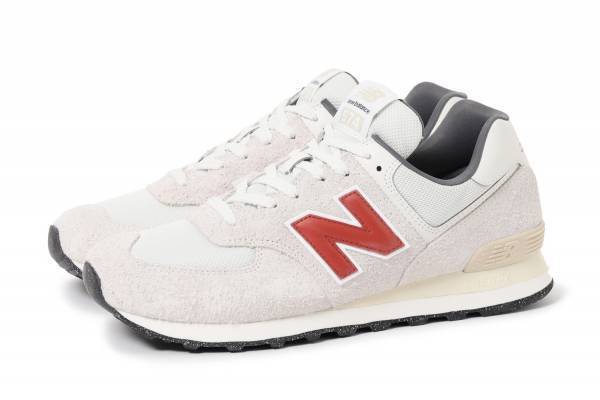 ニューバランスのスニーカー「U574」ホワイト×レッドのビーミング by ビームス限定モデル