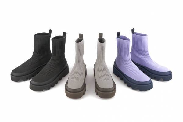 イッセイ ミヤケ×ユナイテッド ヌードの厚底ブーツ、“水の波紋”着想のニットアッパー