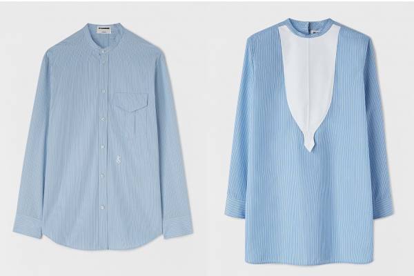 ジル サンダー“ブルーストライプ”のメンズ・ウィメンズシャツ、ショート＆ロング丈や切り替えデザインで