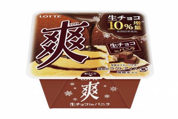 ロッテ「爽 生チョコinバニラ」“とろっと”生チョコソースを増量！ふんわりバニラアイスと共に