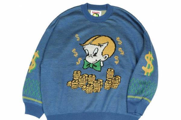 ランド バイ ミルクボーイ×『リッチーリッチ』コラボウェア、“山積みコイン”のセーターやスウェット