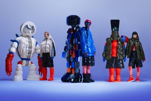 モンクレール × アディダス オリジナルス、曲線キルティングのダウンジャケットや冬仕様スニーカー