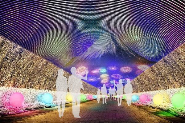 御殿場・時之栖のイルミネーションが進化、日本一高い噴水レーザーショー＆夜空に浮かぶランタン約400個