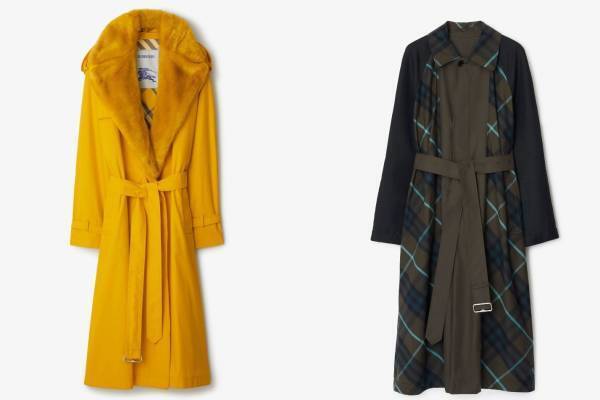 バーバリー新作アウター、フェイクファーの襟付きトレンチコート＆チェック柄を配したリバーシブルコート